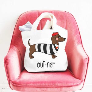 Dachshund SVG 2 Versions PNG Bundle Oui-ner French Dog Pun Design, Mix and Matching Weenie Dog Shirts Graphics