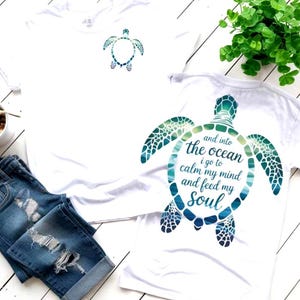 Sea Turtle SVG PNG Ocean Quote Cut File for Beach Lovers, Coastal Vacation T-Shirts, Marine Life Clipart, Summer Cricut Design Sublimation