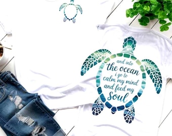 Sea Turtle SVG PNG Ocean Quote Cut File for Beach Lovers, Coastal Vacation T-Shirts, Marine Life Clipart, Summer Cricut Design Sublimation