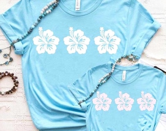 Tropical Flower SVG PNG 3 Hawaiian Flowers in a Row, Hibiscus Clipart, Summer Beach Luau Digital Download for Stickers, Tees, Totes, Crafts