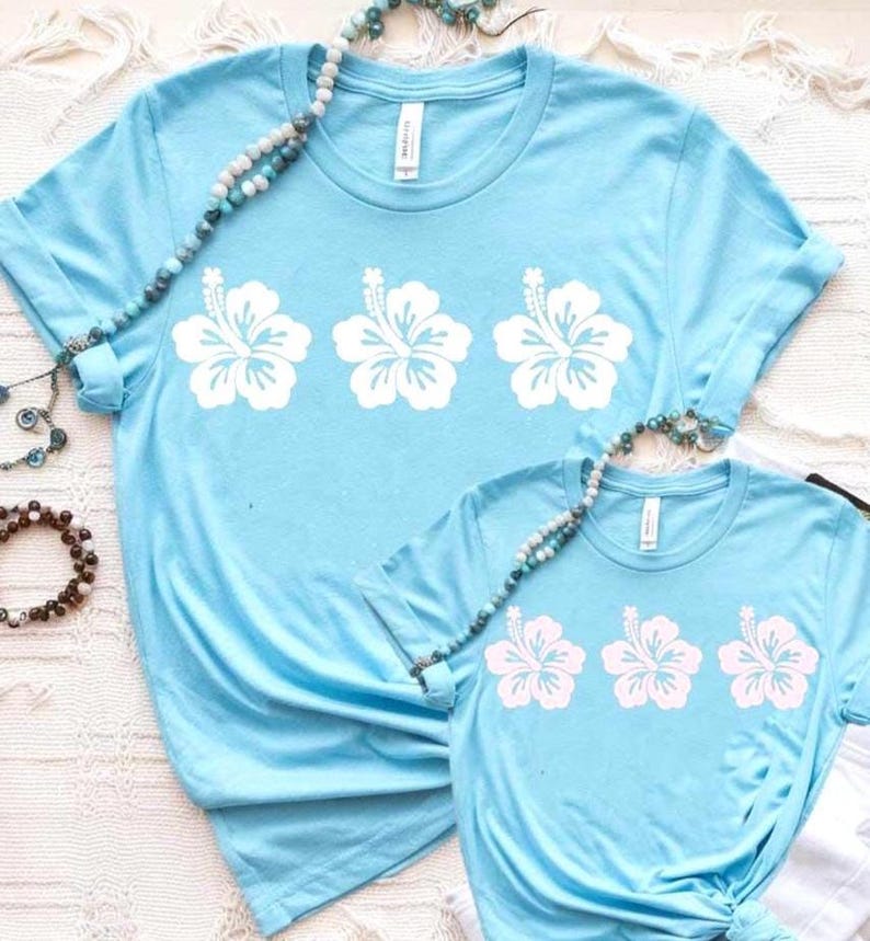 Tropical Flower SVG PNG 3 Hawaiian Flowers in a Row, Hibiscus Clipart, Summer Beach Luau Digital Download for Stickers, Tees, Totes, Crafts
