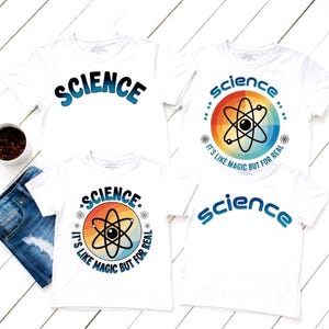 Science SVG PNG Bundle 4 Designs Science c'est comme par magie mais pour de vrais graphiques drôles de citation de nerd, conceptions de tige d'étudiant de professeur