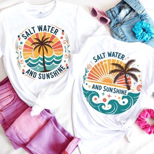 Beach SVG PNG Bundle Salt Water and Sunshine Retro Coastal Graphic for Cricut Summer Design, Tropical Sublimation for Beachy Sun Lover Gifts