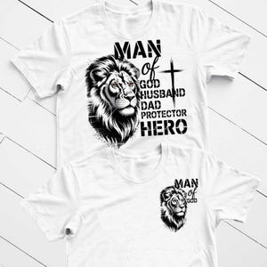 Father’s Day SVG PNG  Lion of Judah, Christian Man of God Dad, Bible Verse, Jesus Cross, Faith Based Father for Sublimation Stickers, Tees