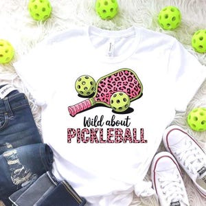 Cute Pickleball PNG SVG "Wild About Pickleball" Digital Download for T-Shirts, Crafts, Leopard Print