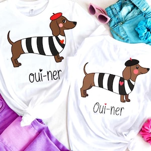 Dachshund SVG 2 Versions PNG Bundle Oui-ner French Dog Pun Design, Mix and Matching Weenie Dog Shirts Graphics