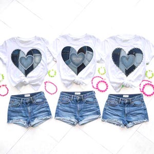 Denim Heart SVG PNG 3 Version Boho Vibes, Patchwork Jean Pocket Graphic for Cricut Trendy Shirts Summer Sublimation Design Gifts, Festivals