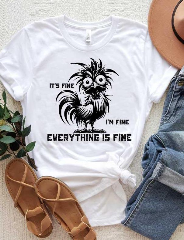 Funny Chicken SVG: "It's Fine I'm Fine" Rooster Digital Download for DIY Crafts, T-Shirts, Mugs, Farmhouse Decor, and Chicken Lovers