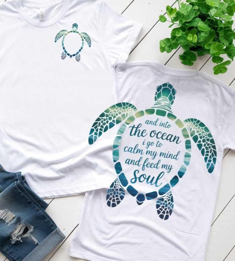 Sea Turtle SVG PNG Ocean Quote Cut File for Beach Lovers, Coastal Vacation T-Shirts, Marine Life Clipart, Summer Cricut Design Sublimation