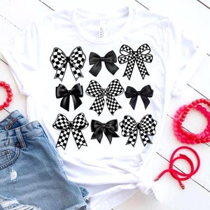 Bow SVG PNG Black Coquette Bows and Checker Bows Clipart, Cute Girly Bows for Cricut, Sublimation, DIY Crafts & Aesthetic Projects