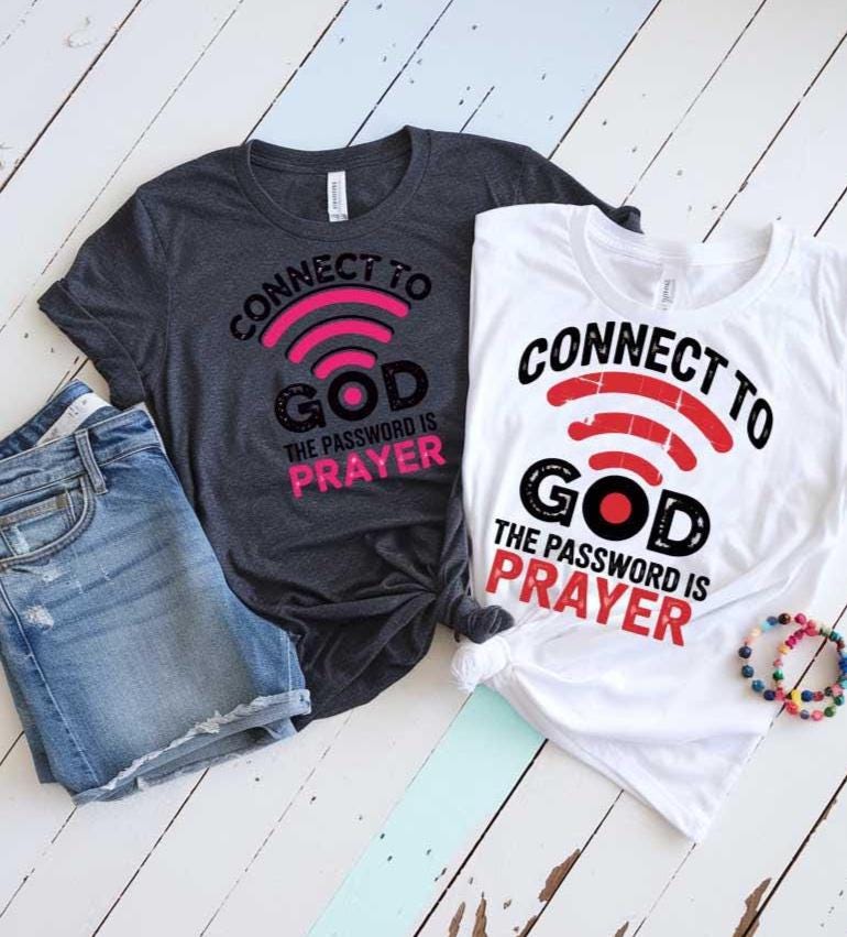 Prayer SVG PNG Connect to God Funny WiFi Christian Quote, "The Password is Prayer", Cricut Faith, Sublimation for Stickers Digital Download