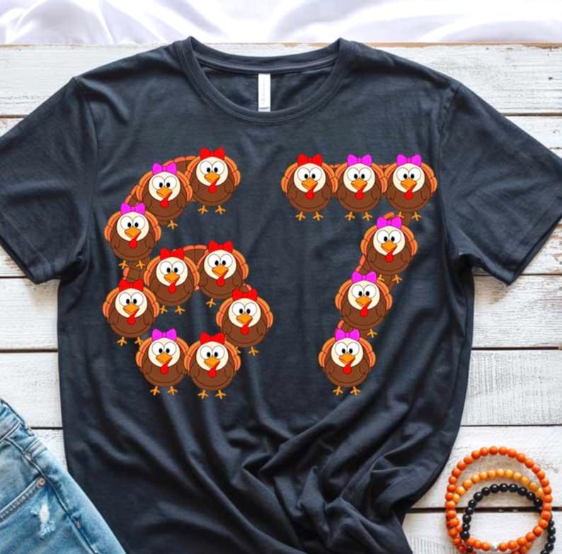 6 7 Turkeys SVG PNG Bundle, Funny Thanksgiving Shirt Graphics - Etsy