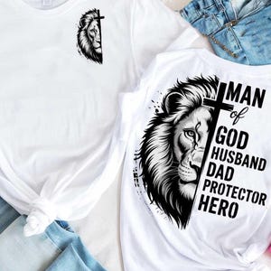 Father’s Day SVG PNG Faith Based Father, Lion of Judah, Christian Man of God Dad, Bible Verse, Jesus Cross for Sublimation Stickers, Tees