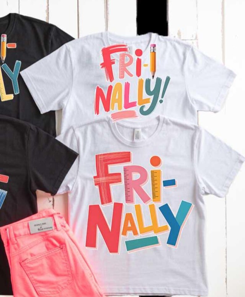 Teacher SVG PNG FRI-nally! Pencil and Ruler Graphic for Kids and Educators, Fun School Design Cricut, Sublimation Stickers, Classroom Decor