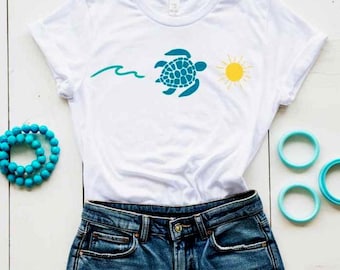 Beach SVG PNG Bundle with Sea Turtle, Ocean Wave and Sun Clipart, Coastal Summer Design for Cricut and Sublimation, T-Shirts Totes and Mugs