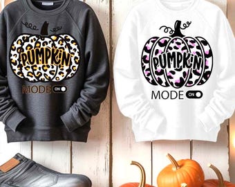Pacchetto di zucche SVG PNG con stampa leopardata autunnale, disegni a sublimazione di clipart autunnali, adesivi fai da te stagionali, magliette autunnali abbinabili