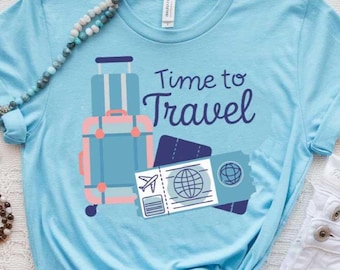 Travel SVG PNG Time to Travel with Suitcase Clipart, Vacation Holiday Adventure Design, Wanderlust Digital Download for Cricut & Sublimation
