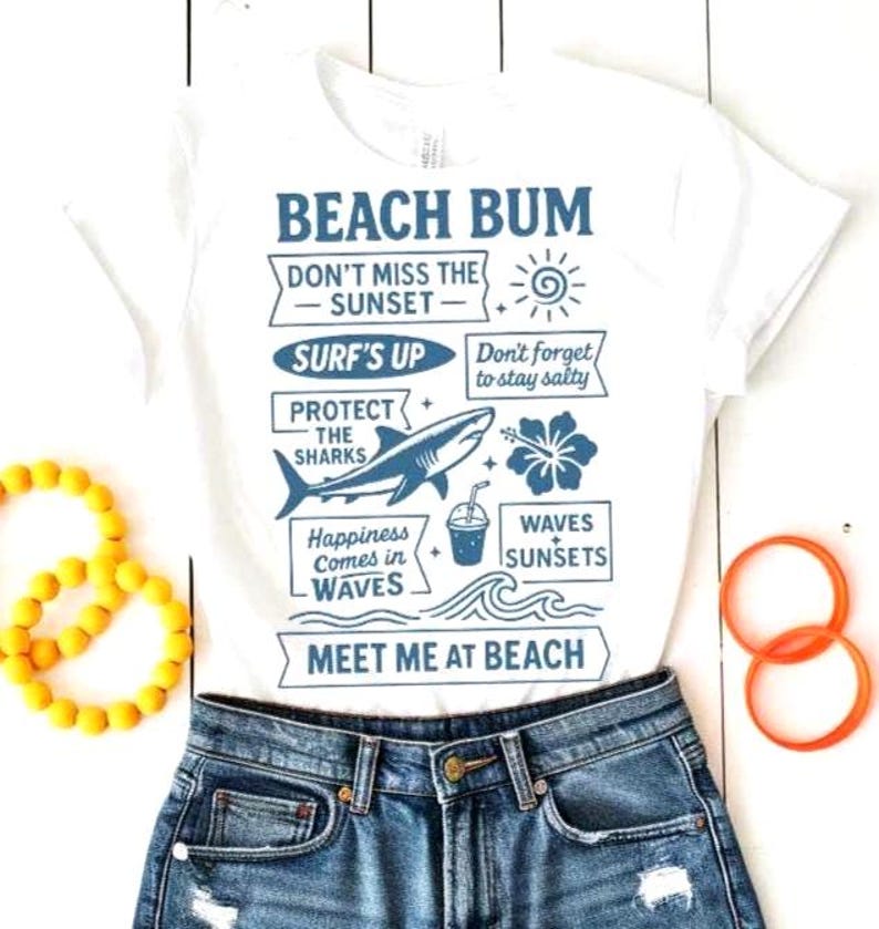 Summer PNG SVG Beach Bum Holiday Clipart Sun, Sand, and Retro Surf Vibes for Sublimation, Vacation Crafts, Coastal T-Shirts, Tote Bags
