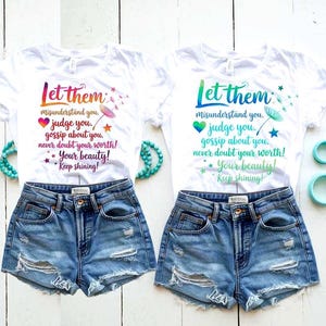 Inspirational Quote SVG PNG 2 Color Bundle Keep Shining Let Them Judge You Uplifting Message Design for Cricut, Sublimation, T-Shirts, Mugs