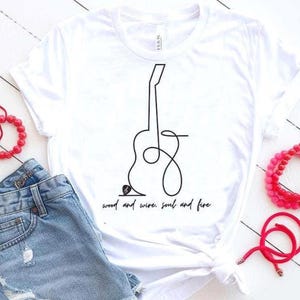 Guitar SVG PNG, Wood and Wire, Soul and Fire Quote, Line Art for Music Students, Guitar Players Festival Shirts Crafts