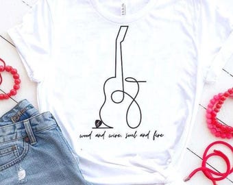 Music SVG PNG, Wood and Wire, Soul and Fire Quote, Line Art for Music Students, Guitar Players Festival Shirts Crafts