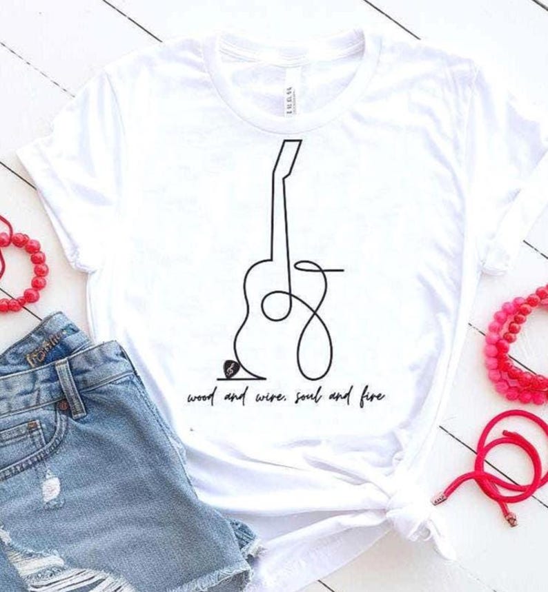 Guitar SVG PNG, Wood and Wire, Soul and Fire Quote, Line Art for Music Students, Guitar Players Festival Shirts Crafts