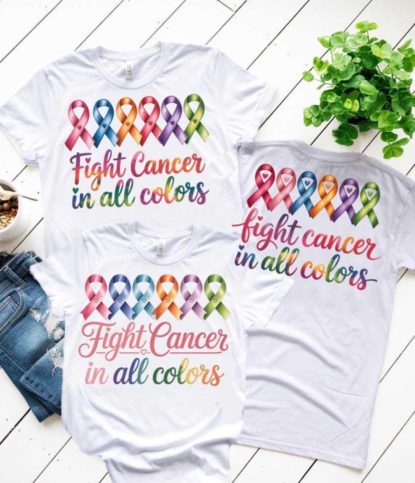 Pacote SVG PNG de conscientização sobre o câncer, combate ao câncer em todas as cores, citação em fita arco-íris, design de suporte para Cricut, camisetas de sublimação, sacolas, canecas