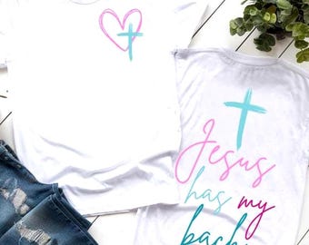 Jesus Has My Back SVG PNG 2 Designs Heart and Cross Christian Faith Mix and Matching Group Shirts Graphics