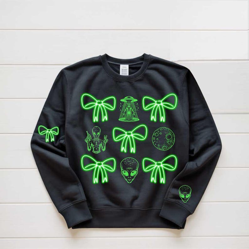 Alien SVG PNG Bundle 3 Coquette Bow Alien Head UFO Png Designs Mix and ...