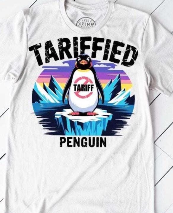 "Anti-Trump Pinguin SVG PNG ""Tarriffed Penguin"" Wütender Pinguin Demonstration Kunst, Keine Zölle T-Shirt Design für Aktivisten, Cricut Sublimationsdatei."