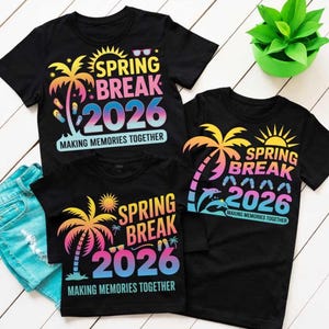 Spring Break 2026 SVG PNG Bundle Family Vacation Palm Tree Beach Designs, Matching Friends Trip Travel Graphics