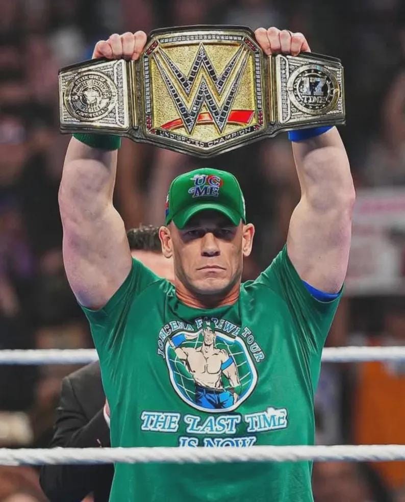 John Cena 17th times Undisputed Championship Replica Belt | 2mm / 4mm | WWE Wrestling Title | Adult Size | Universal Gift for Fans