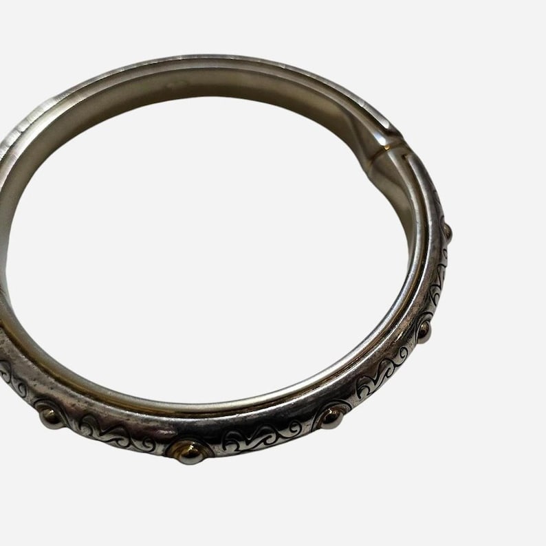 Vintage Brighton silver bangle with gold accents image 4