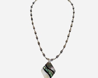 Vintage 925 Sterling Silber Abalone & Perlmutt Halskette