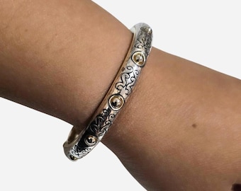 Vintage Brighton silver bangle with gold accents