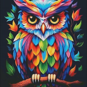 Cross Stitch Kit - Decor Owl 3 - Owl Cross Stitch Pattern - DIY Embroidery Kit - Needlepoint Kit - 14 Count, DMC Color