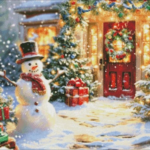 Cross Stitch Kit - Home for Christmas 2 - Christmas Cross Stitch Pattern - DIY Embroidery Kit - Needlepoint Kit - 14 Count, DMC Color