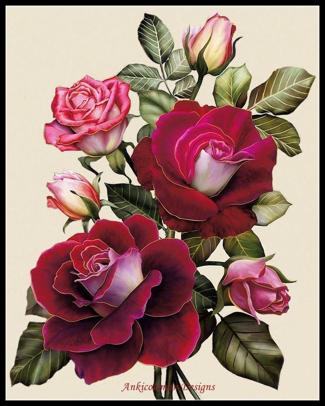 Exquisite Rose - Counted Cross Stitch Patterns - Printable Chart PDF ...