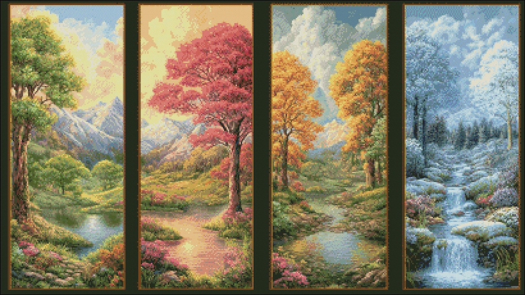 Cross Stitch Kit - Four Seasons 4 - Season Cross Stitch Pattern - DIY ...