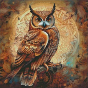 Cross Stitch Kit - Decor Owl 3 - Owl Cross Stitch Pattern - DIY Embroidery Kit - Needlepoint Kit - 14 Count, DMC Color