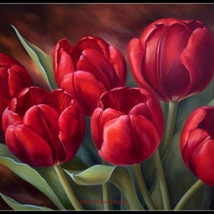 Rode tulpen 5 - getelde kruissteekpatronen - afdrukbare tabel in pdf-formaat handwerken borduren knutselen DHZ DMC kleur - zwart-wit symbolen