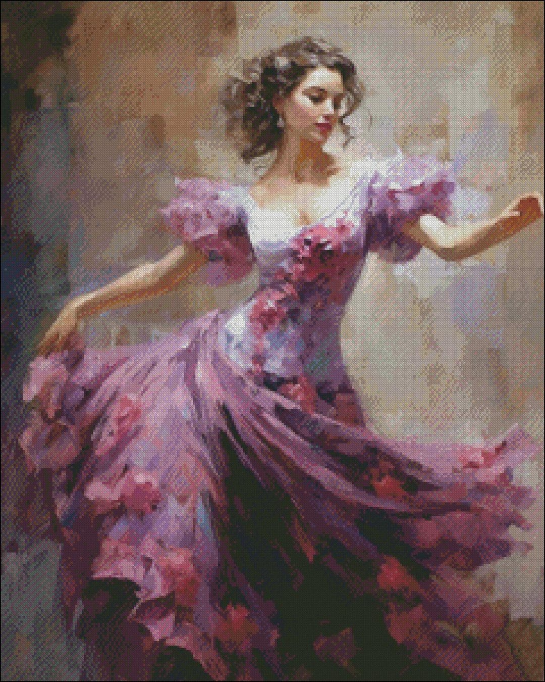 cross stitch purple dress Cross Stitch Kit - Woman in Purple Dress - Lady Cross Stitch Pattern - DIY  Embroidery Kit - Needlepoint Kit - 14 Count, DMC Color
