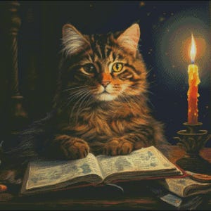 Cross Stitch Kit - Tales of the Cat - Cat Cross Stitch Pattern - DIY Embroidery Kit - Needlepoint Kit - 14 Count, DMC Color