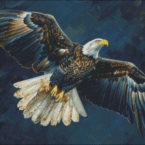 クロスステッチキット - 飛翔中のハクトウワシ - ワシのクロスステッチ