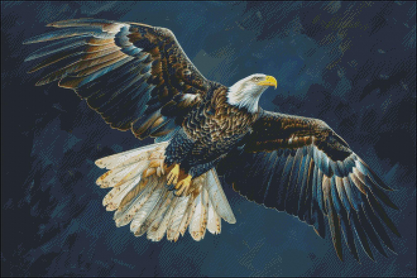 クロスステッチキット - 飛翔中のハクトウワシ - ワシのクロスステッチ