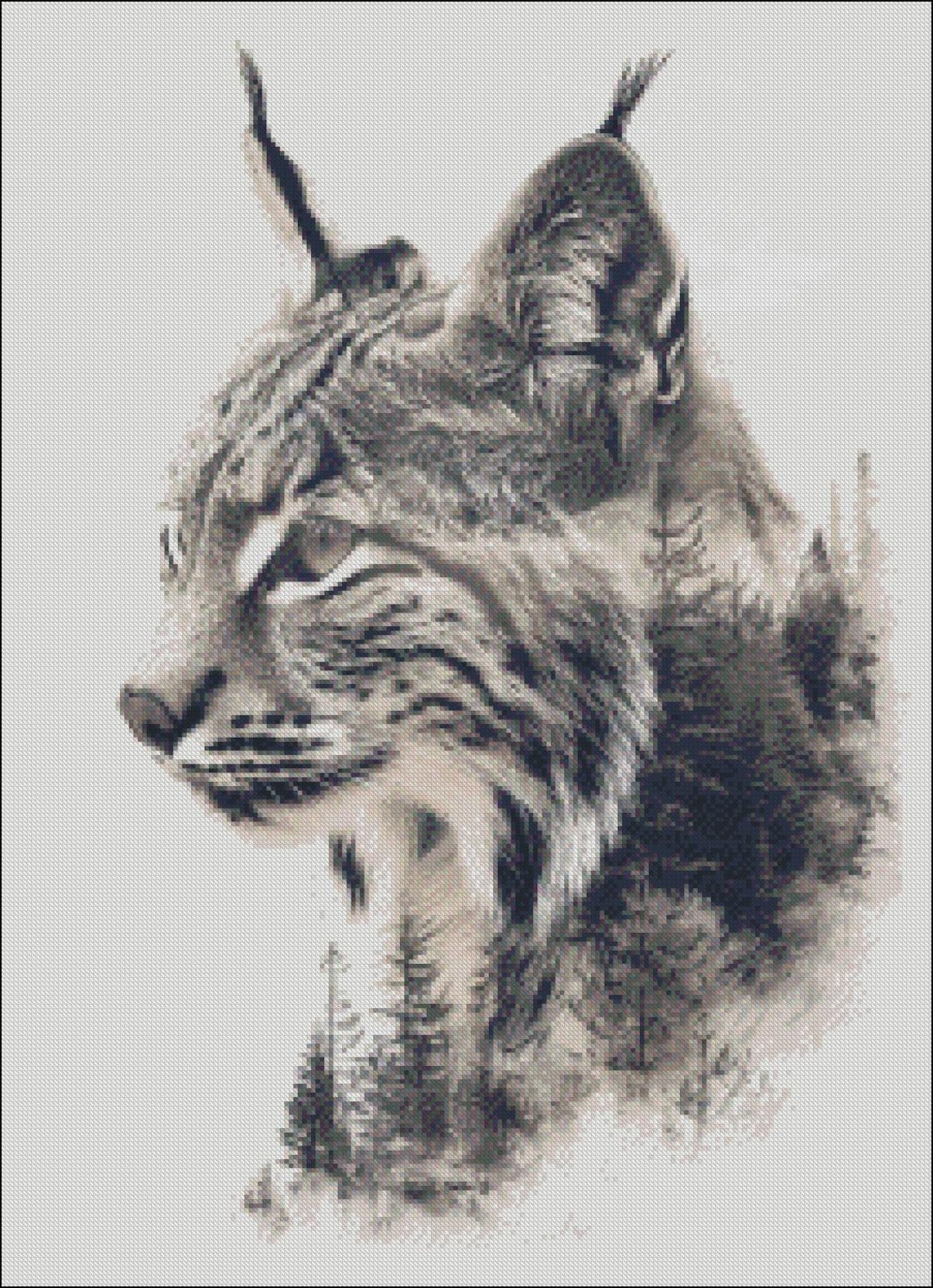 Cross Stitch Kit - Abstract Bobcat - Bobcat Cross Stitch Pattern - DIY ...