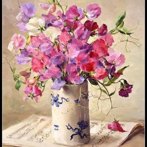 Summer Flowers in Vase 9 Counted Cross Stitch Patterns Printable Chart PDF Format Needlework Embroidery Crafts DIY DMC color - Color Symbols