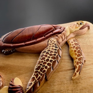 Rompecabezas de tortuga marina de madera hecho a mano / Rompecabezas de animales / Rompecabezas con temática del océano / Juguete para niños / Regalo Montessori / Juguete hecho a mano / Rompecabezas del océano