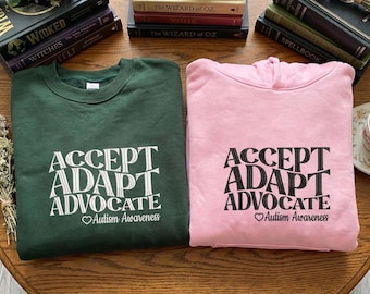 Embroidery Design File: Accept Adapt Advocate Embroidery, Autism Awareness Embroidery, April Autism Awareness Month, Autism Mom, Counselor.