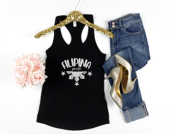 Filipina Pride Racerback Tank, Casual Summer Top, Womens Workout Shirt, Gifts for Filipina Women, Filipino Heritage Apparel